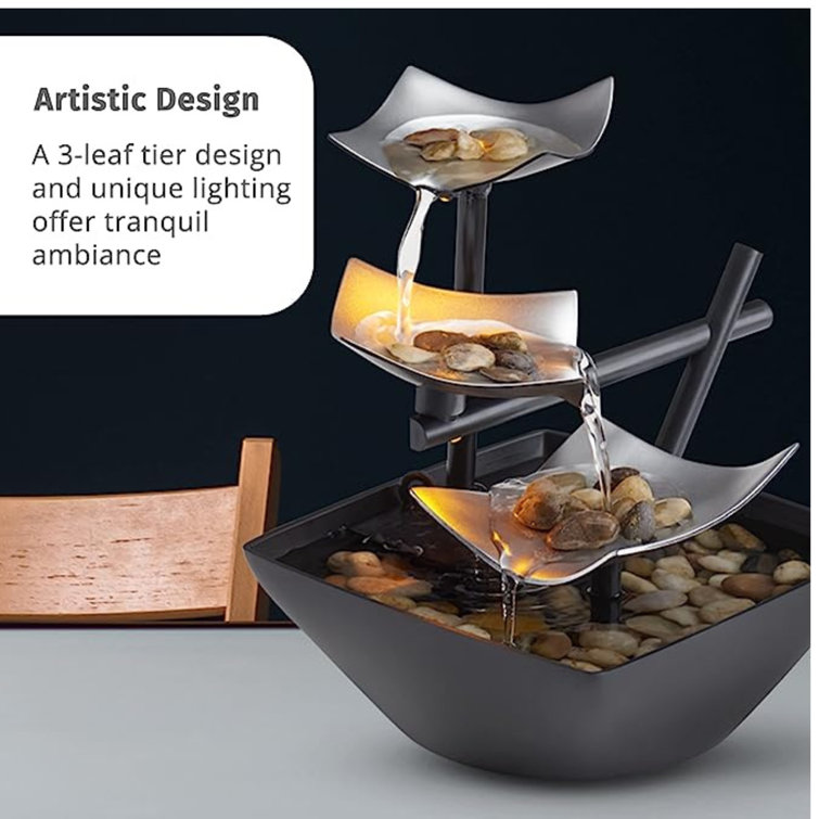 HOMEDICS Bamboo Weather Resistant Tabletop Fountain with Light